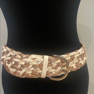 Braided Tan and Cream Belt express medium